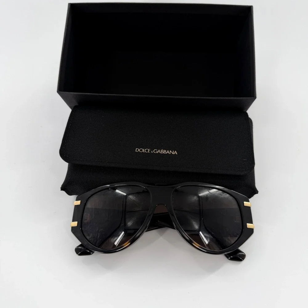 Dolce & Gabbana DG 4499 Dark Havana Tortoise Sunglasses Gold DG Logo Pilot 57mm‎